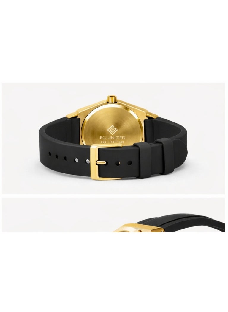 FG UNITED Mens Thin Design Gold Tone stainless steel case silicone strap watch 41mm - FG7002 - Image 5